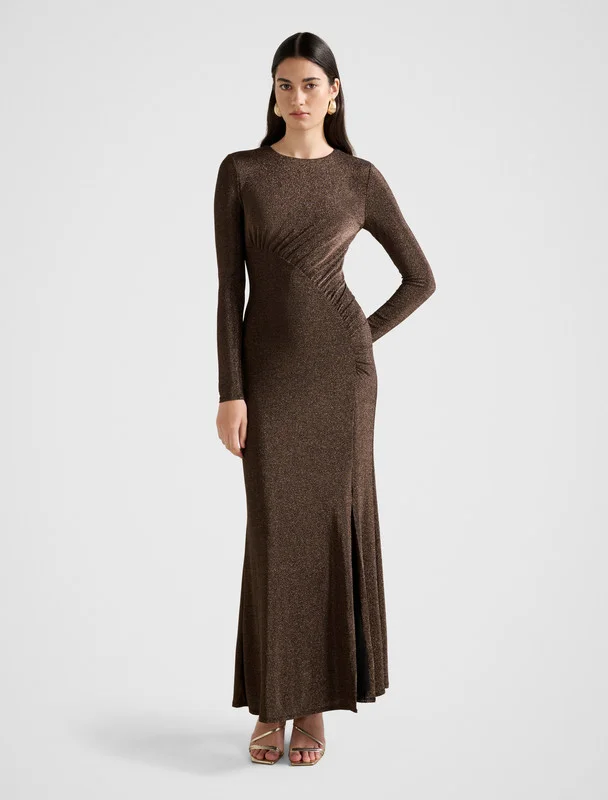 FARRAH Glitter Draped Maxi Dress